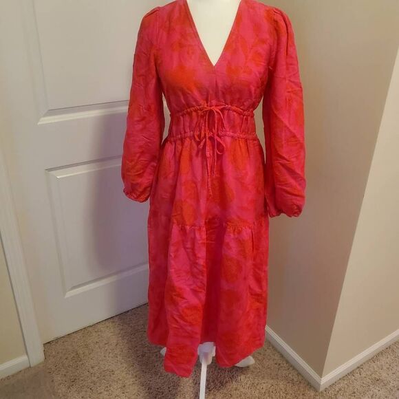 NWT Kate Spade xTarget Pink and Red Floral Midi Boho Linen Blend Dress. Size XS - Picture 11 of 11
